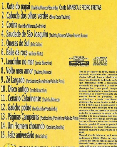 Músicas que compõem o CD Maneca e Pedro Freitas. 